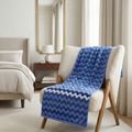 Premium Full Body Bath Towel Soft Absorbent Quick Dry Cotton Towel Blue Zigzag Design