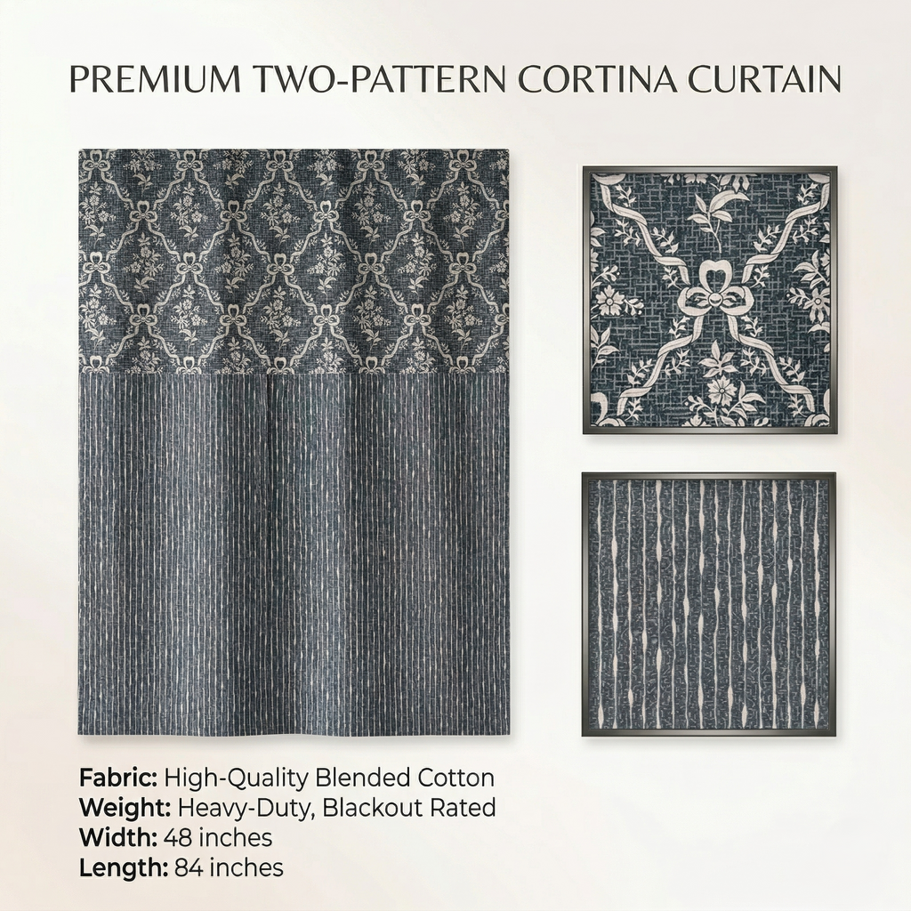 Modern Geometric Printed Curtain with Eyelets Stylish Grey Designer Curtain 7ft