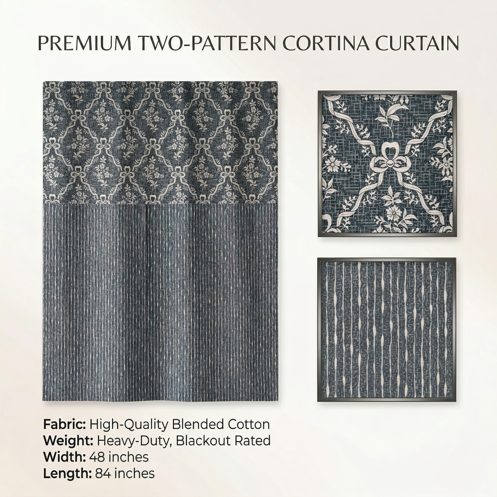 Modern Geometric Printed Curtain with Eyelets Stylish Grey Designer Curtain 7ft