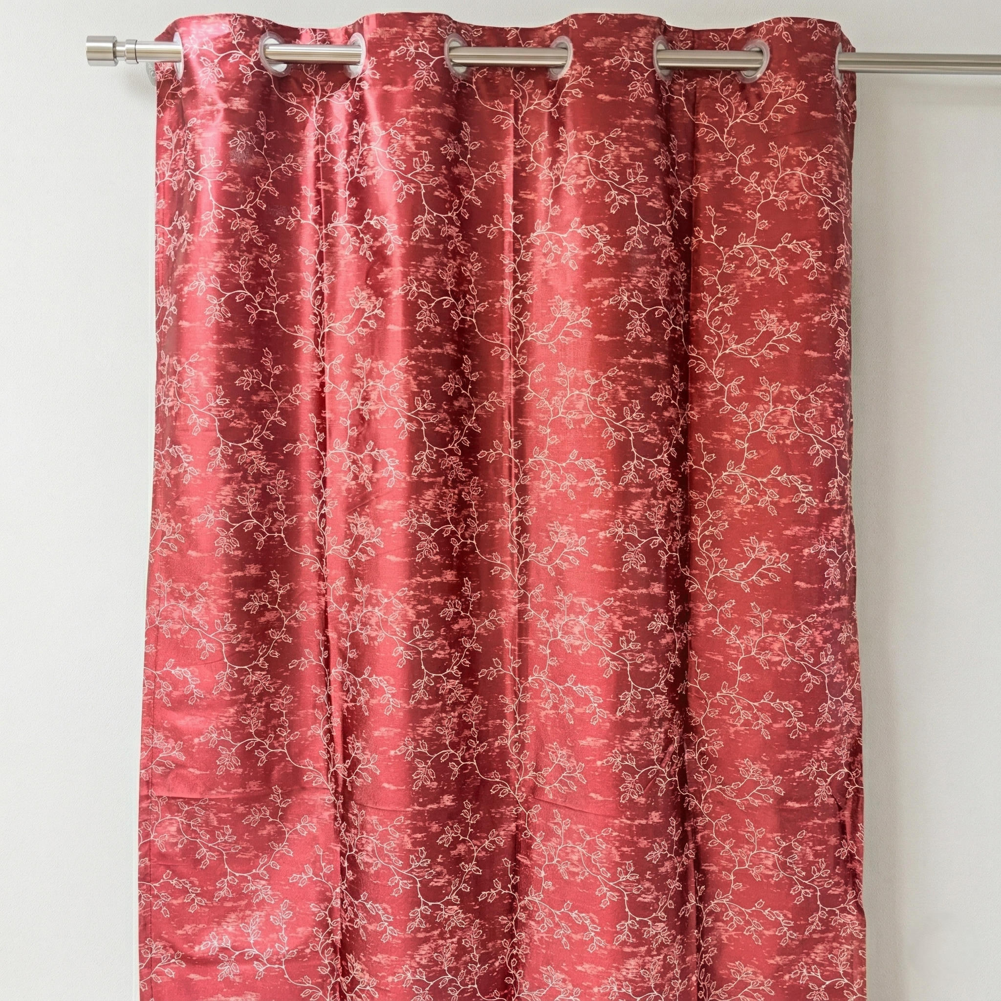 Premium Red Floral Printed Door Curtain with Eyelets Light Filtering & Privacy 7ft
