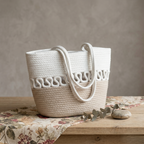 Women’s Beige Woven Tote Bag – Summer Beach, Travel & Daily Use Shoulder Bag