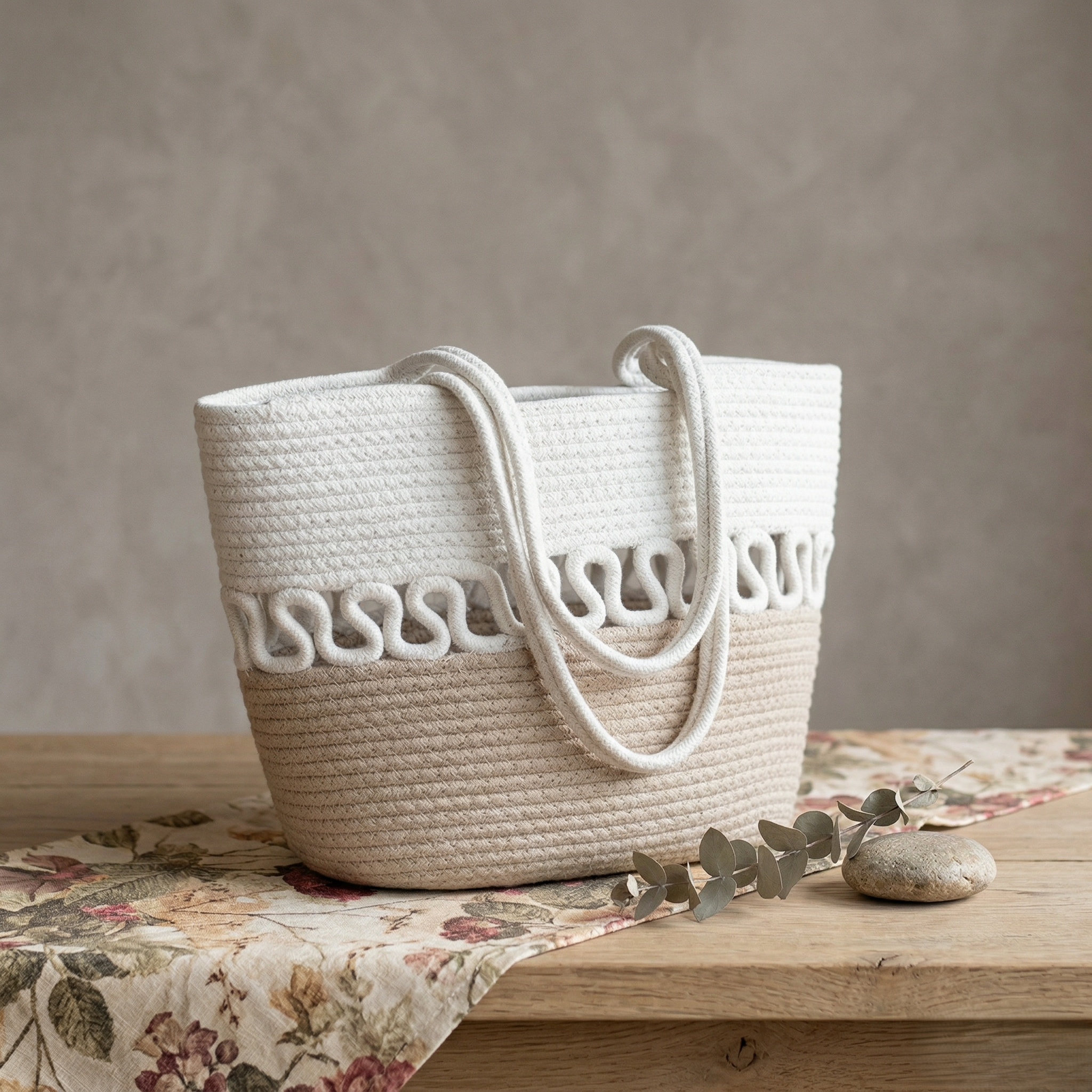 Women’s Beige Woven Tote Bag – Summer Beach, Travel & Daily Use Shoulder Bag