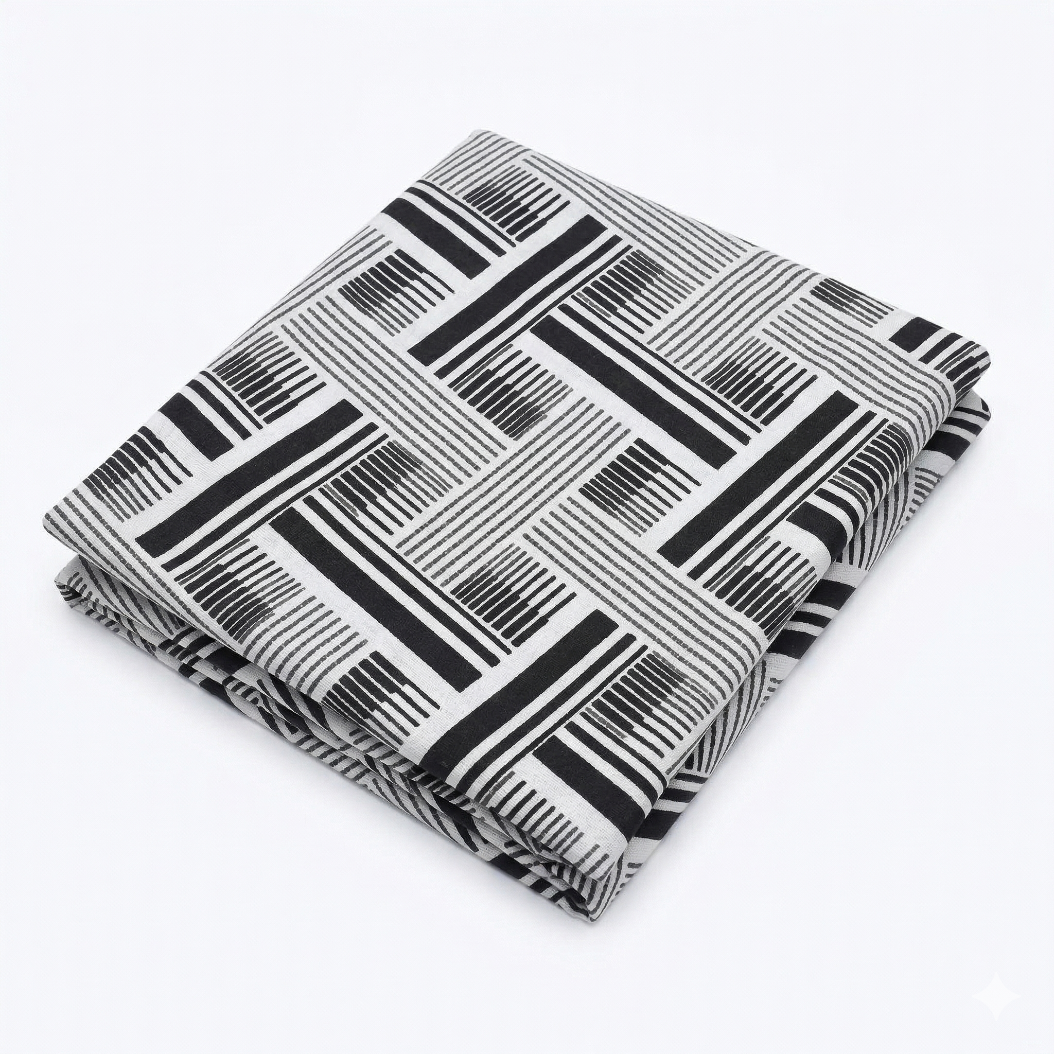 Cotton Bedsheet with 2 Pillow Covers Soft Breathable Double Bed Black Geometric Design