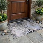 Modern Abstract Soft Foot Mat Grey & Black Texture Design With Anti Skid Rubber Grip