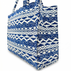Elegant Blue Tribal Print Canvas Tote Bag – Stylish & Spacious Everyday Carry