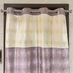 Elegant Gold Palm Leaf Eyelet Curtain Mauve & Cream Curtain 7ft