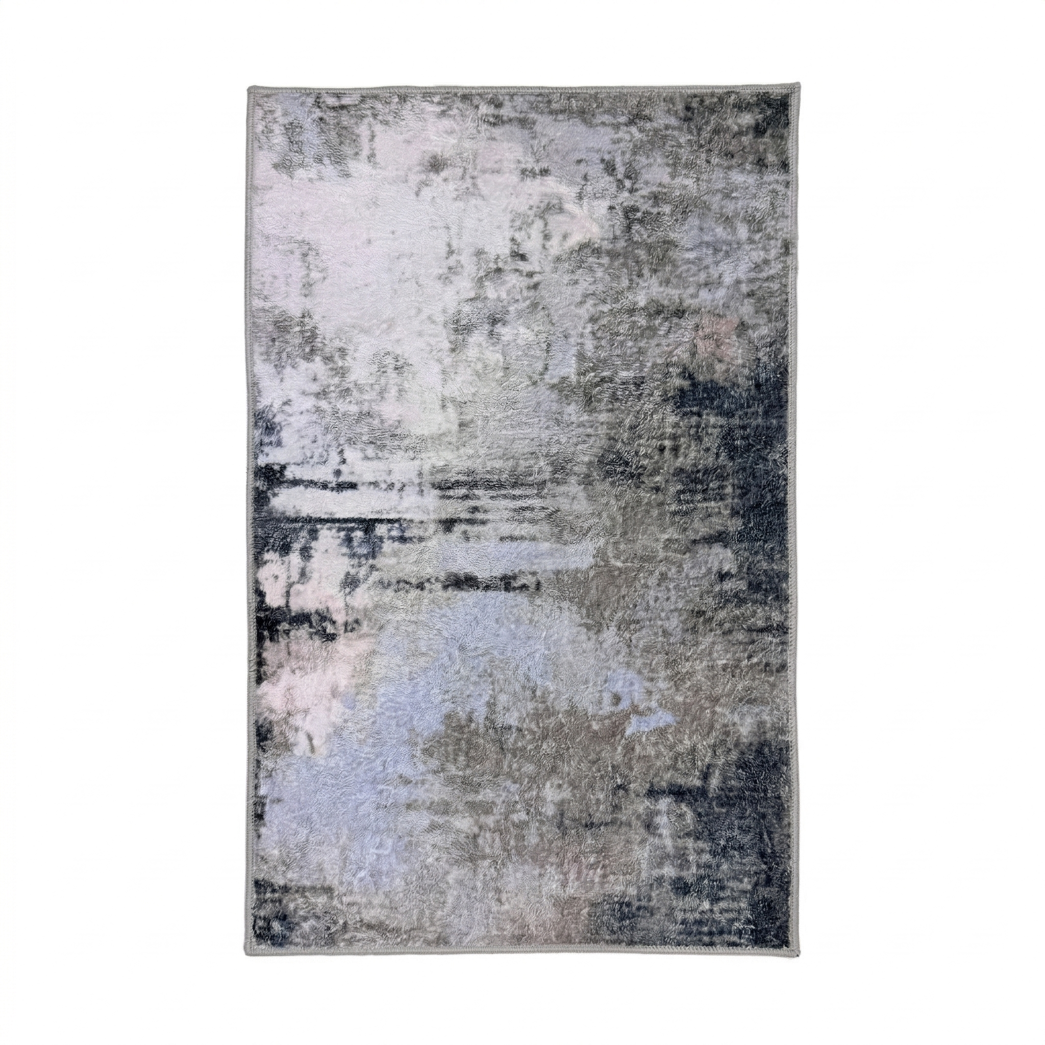 Modern Abstract Soft Foot Mat Grey & Black Texture Design With Anti Skid Rubber Grip