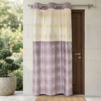 Elegant Gold Palm Leaf Eyelet Curtain Mauve & Cream Curtain 7ft