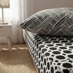 Cotton Bedsheet with 2 Pillow Covers Soft Breathable Double Bed Black Geometric Design