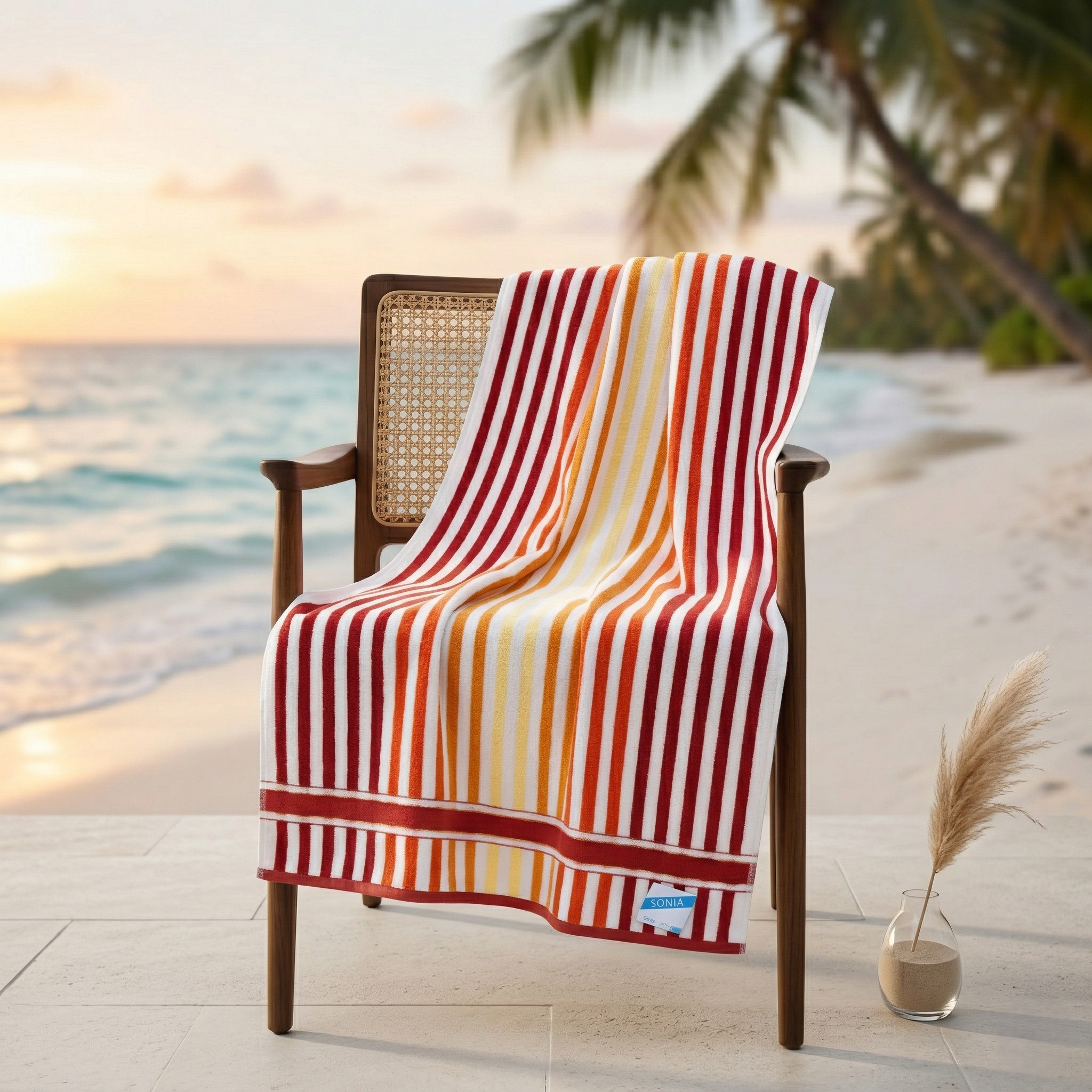 Striped Cotton Bath Towel Soft Absorbent Quick Dry Lightweight Multicolor