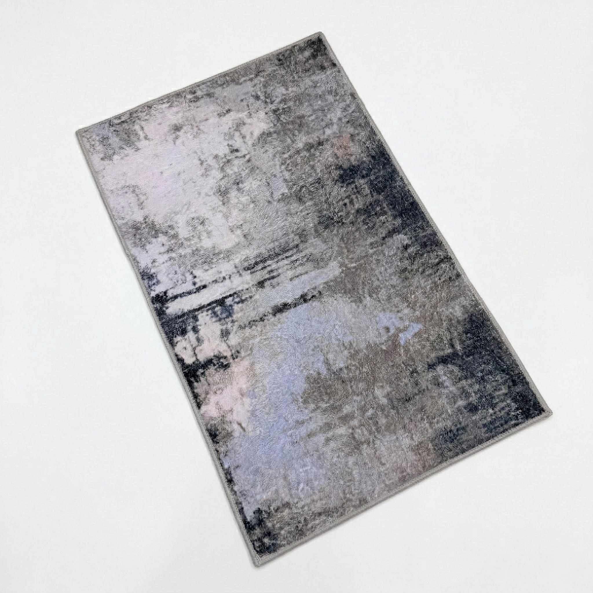 Modern Abstract Soft Foot Mat Grey & Black Texture Design With Anti Skid Rubber Grip