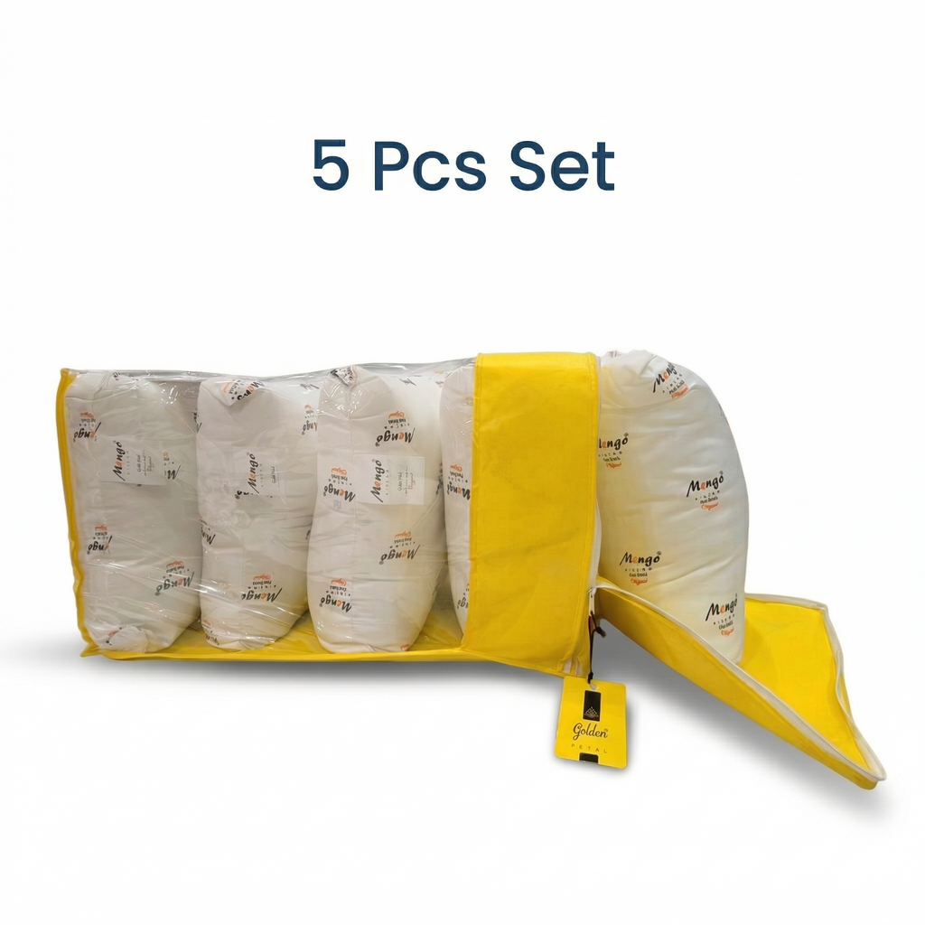 Cushion Pillow Set of 5 Soft & Fluffy Premium Fiber Filled Pillows for Bed and Sofa