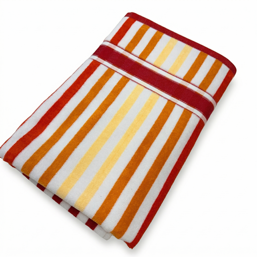 Striped Cotton Bath Towel Soft Absorbent Quick Dry Lightweight Multicolor