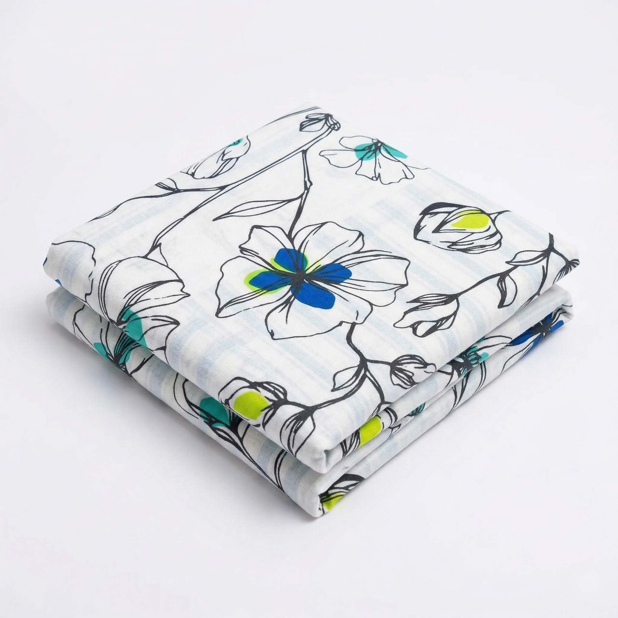 Premium Cotton Bedsheet with 2 Pillow Covers Soft Breathable Double Bed Sheet Blue Stripe Design