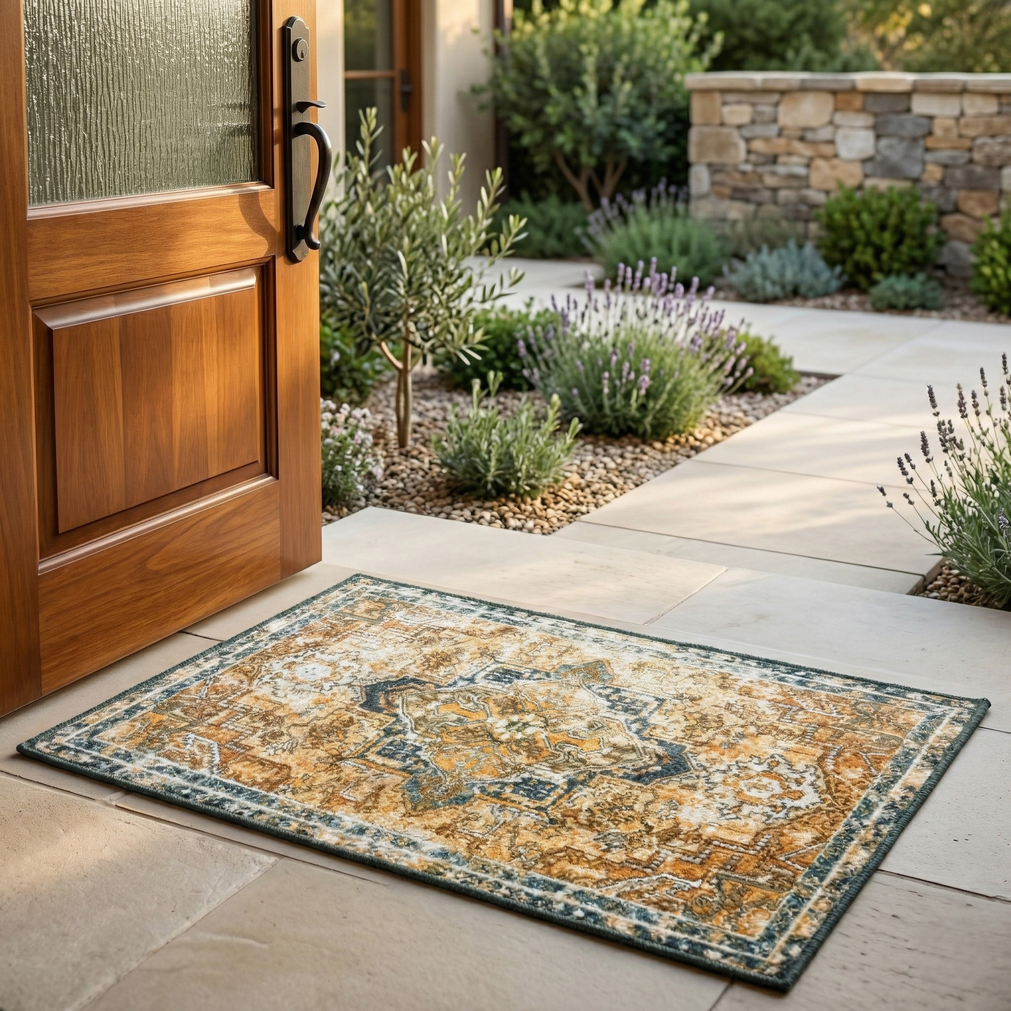 Vintage Printed Anti-Skid Foot Mat Soft Absorbent Floor Mat for Bathroom, Bedroom & Entrance