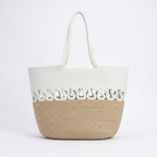 Women’s Beige Woven Tote Bag – Summer Beach, Travel & Daily Use Shoulder Bag