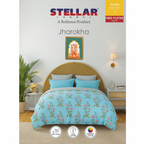 Cotton Bedsheet with 2 Pillow Covers Soft Breathable Aqua Blue Floral Design Double Bed