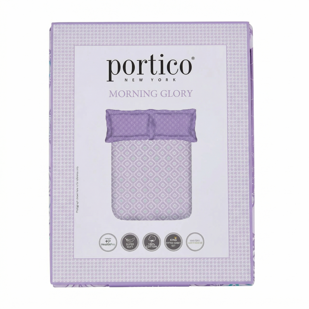 Cotton Fitted King Size Bedsheet with 2 Pillow Covers Soft Breathable