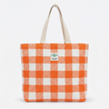Orange Checkered Hemp Tote Bag for Women | Eco-Friendly Large Capacity Shoulder Bag | Stylish Reusable Shopping & Travel Handbag