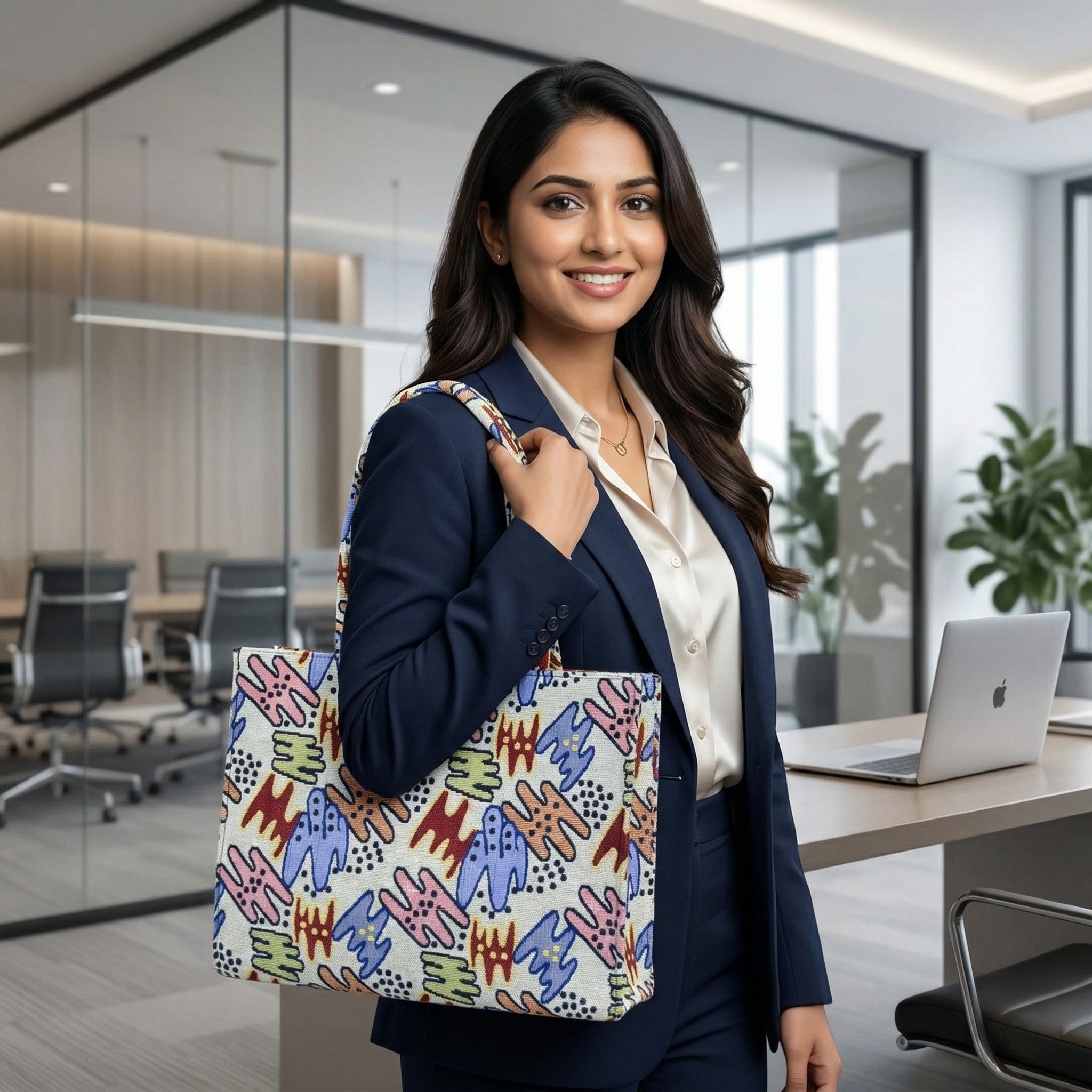 Premium Abstract Print Canvas Tote Bag – Stylish Everyday Carry for Bag Office, College