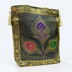 Royal Peacock Embroidered Ethnic Tote Bag for Women with Golden Handles Designer Festive & Wedding Shoulder Bag