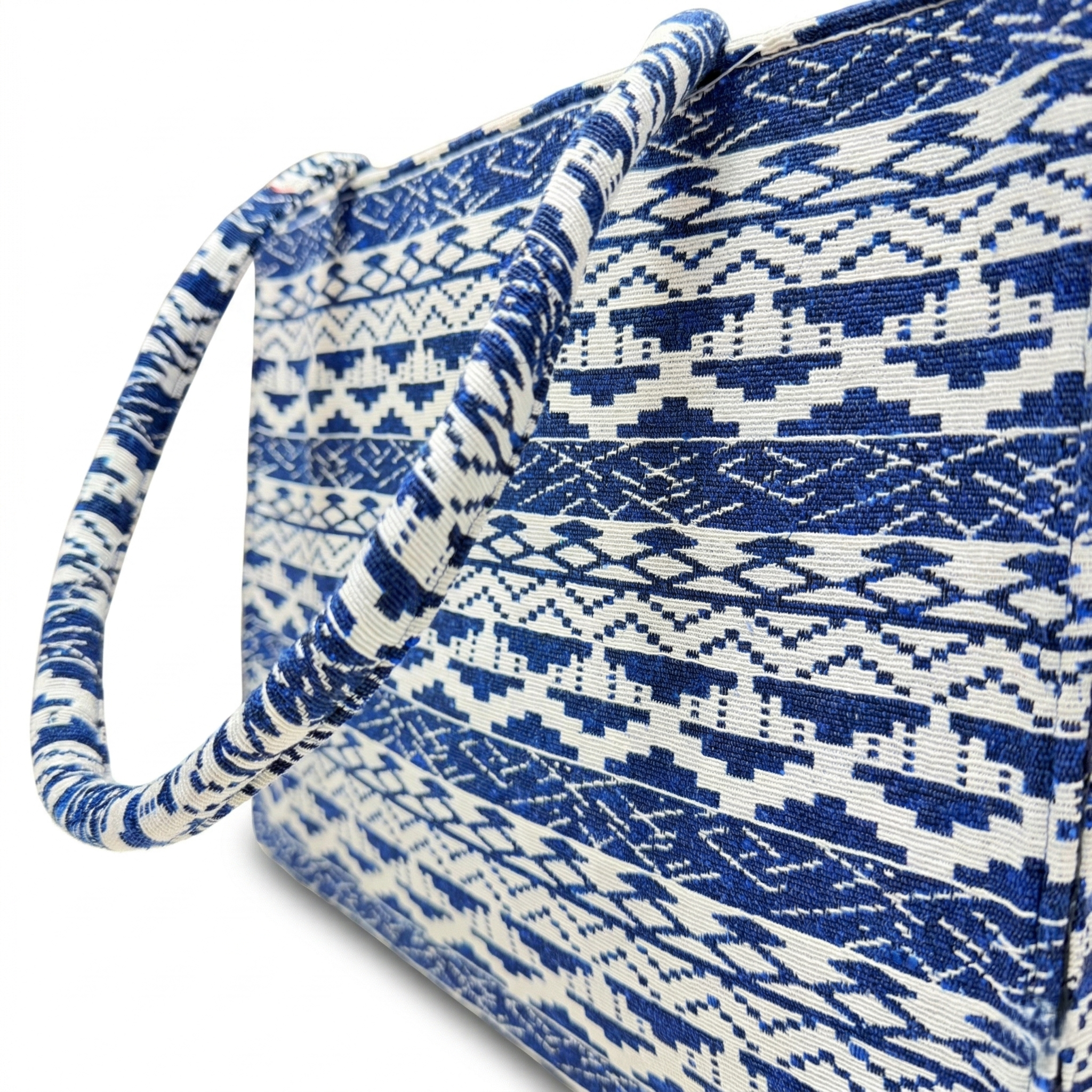 Elegant Blue Tribal Print Canvas Tote Bag – Stylish & Spacious Everyday Carry