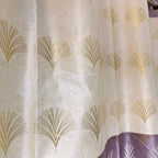 Elegant Gold Palm Leaf Eyelet Curtain Mauve & Cream Curtain 7ft