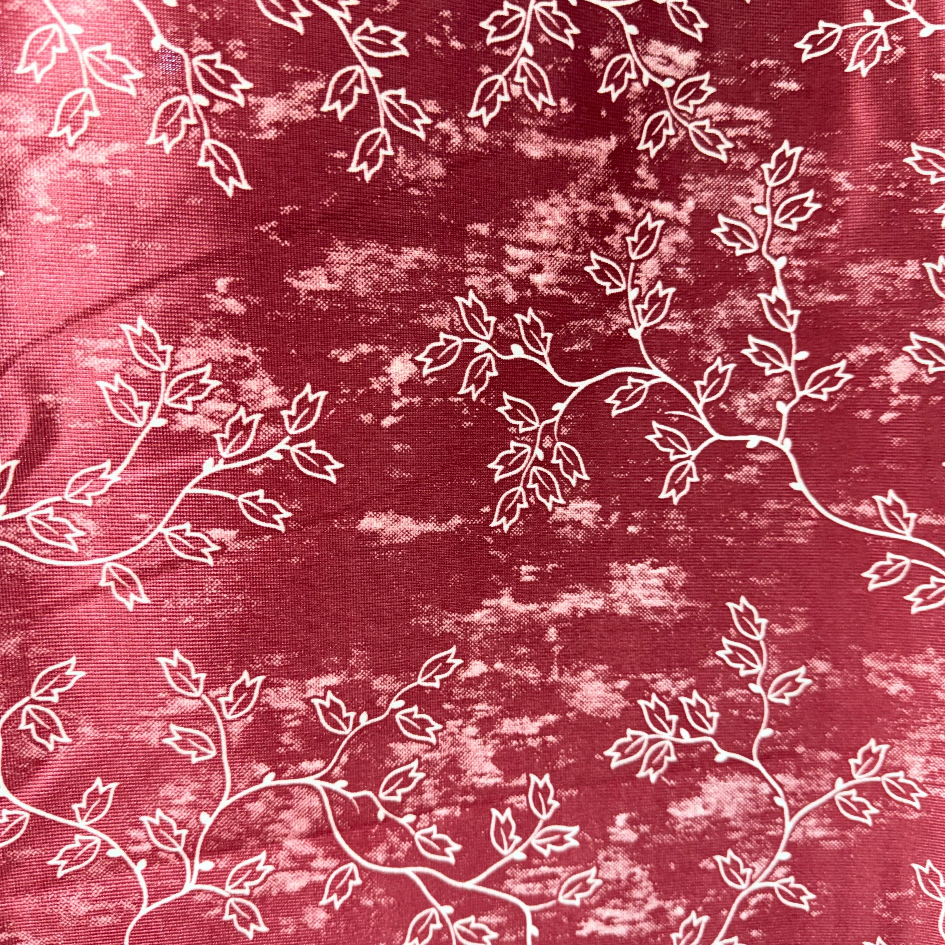 Premium Red Floral Printed Door Curtain with Eyelets Light Filtering & Privacy 7ft