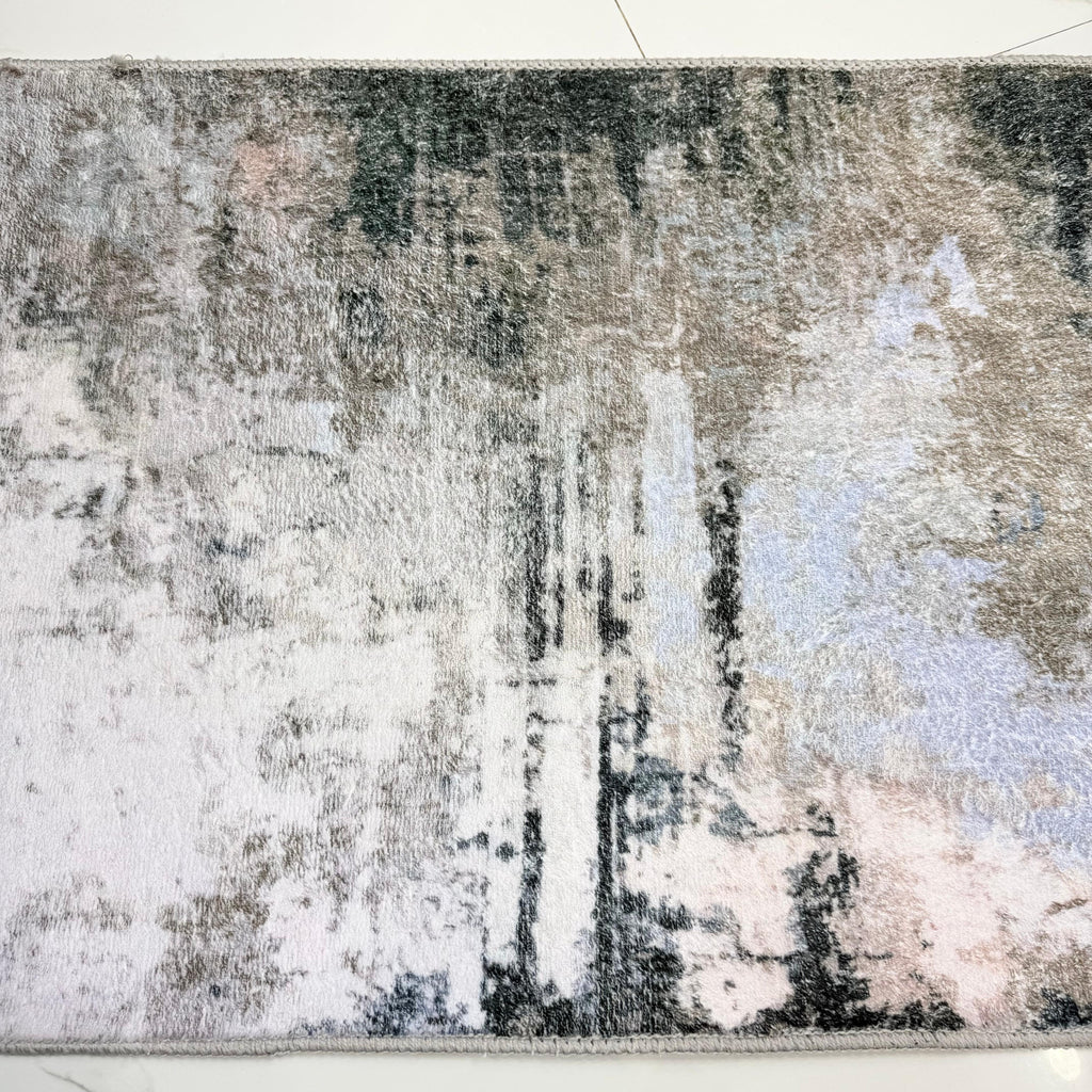 Modern Abstract Soft Foot Mat Grey & Black Texture Design With Anti Skid Rubber Grip