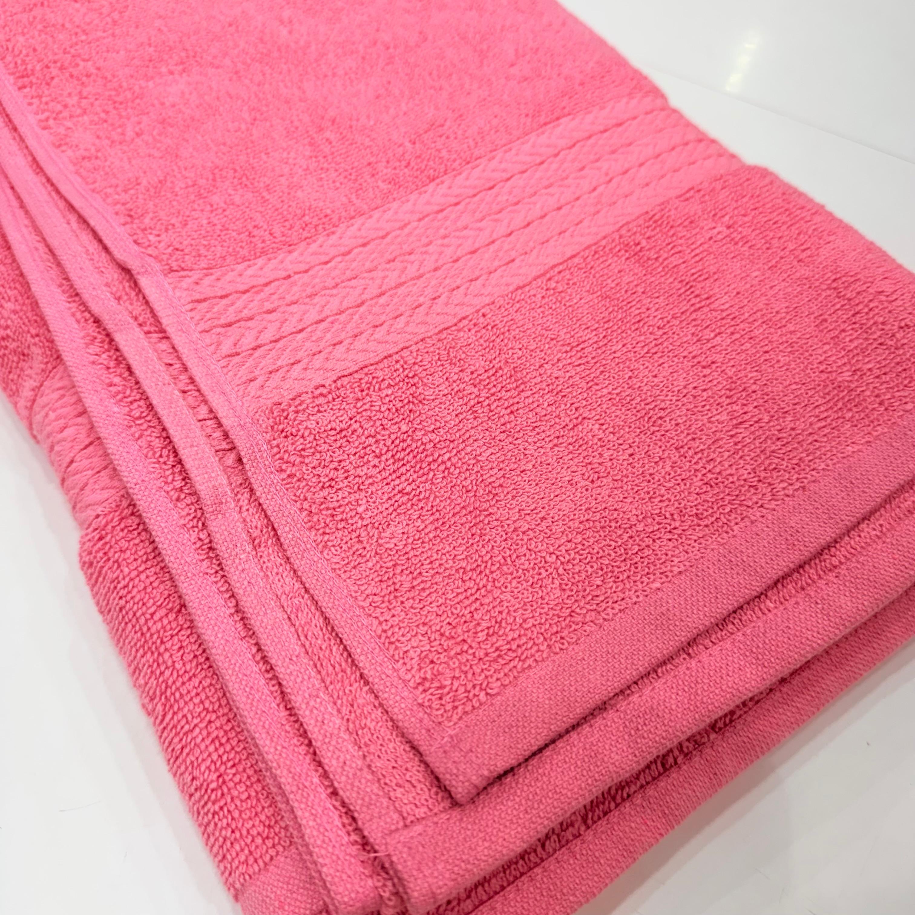 Soft Cotton Bath Towel Ultra Absorbent Quick Dry Lightweight Skin Friendly Solid Pink