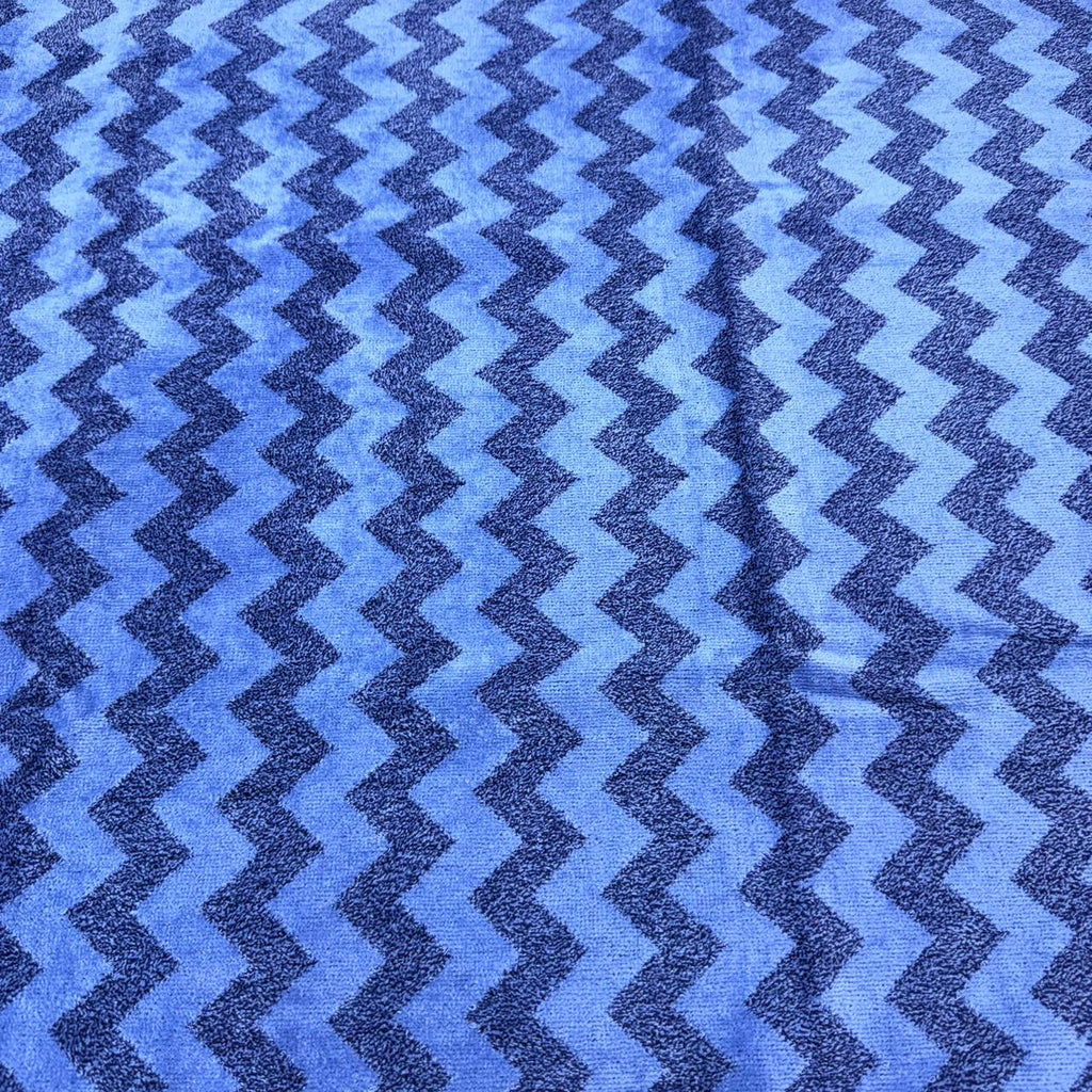 Premium Full Body Bath Towel Soft Absorbent Quick Dry Cotton Towel Blue Zigzag Design
