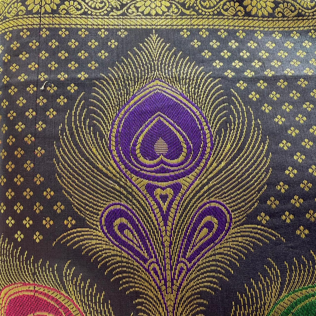 Royal Peacock Embroidered Ethnic Tote Bag for Women with Golden Handles Designer Festive & Wedding Shoulder Bag