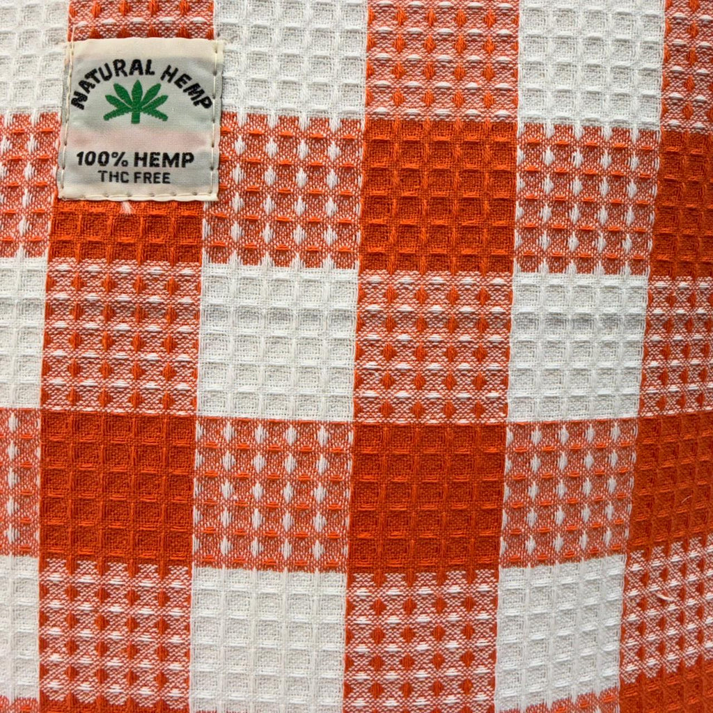 Orange Checkered Hemp Tote Bag for Women | Eco-Friendly Large Capacity Shoulder Bag | Stylish Reusable Shopping & Travel Handbag