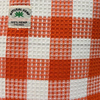 Orange Checkered Hemp Tote Bag for Women | Eco-Friendly Large Capacity Shoulder Bag | Stylish Reusable Shopping & Travel Handbag