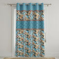Magnolia Blossom 7D Embroidered Eyelet Curtain Panel Ocean Blue 7ft