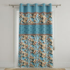 Magnolia Blossom 7D Embroidered Eyelet Curtain Panel Ocean Blue 7ft